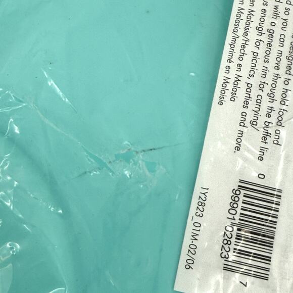 Set Of 6 THE PAMPERED CHEF 2823 10" Picnic Outdoor Party Plates Blue & Green NEW - Picture 6 of 7